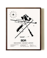 Bridgeport / Sikorsky Airport aviation print in walnut frame