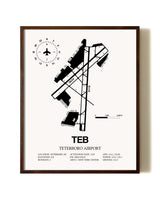 Teterboro Airport aviation print in walnut frame