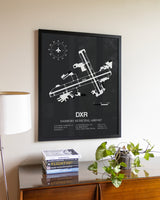 Gray Framed Danbury Municipal Airport wall art poster in black frame