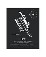 Gray Framed Manassas Regional Airport / Harry P. Davis Field layout wall art poster