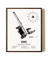 Gnoss Field Airport aviation print in walnut frame