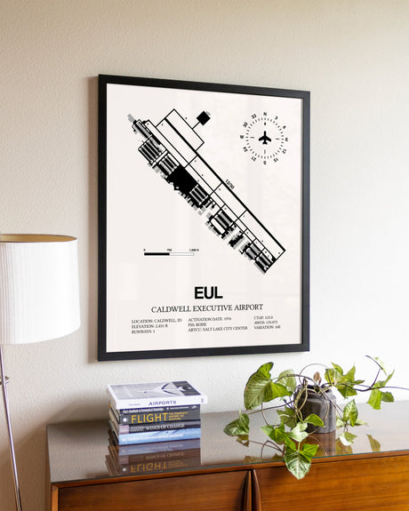 Caldwell Executive Airport aviation wall décor in black wood frame