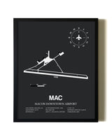 Unframed Macon Downtown Airport map print poster