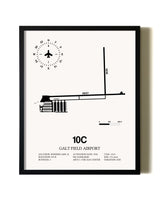 Framed Galt Field Airport wall art poster in black frame