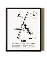 Framed Mid-Ohio Valley Regional Airport wall art poster in black frame