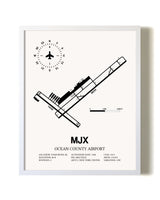 Ocean County Airport airport map poster in oak frame