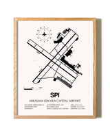 Abraham Lincoln Capital Airport framed print in natural wood frame