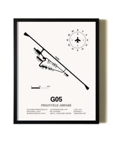 Framed Finleyville Airpark wall art poster in black frame