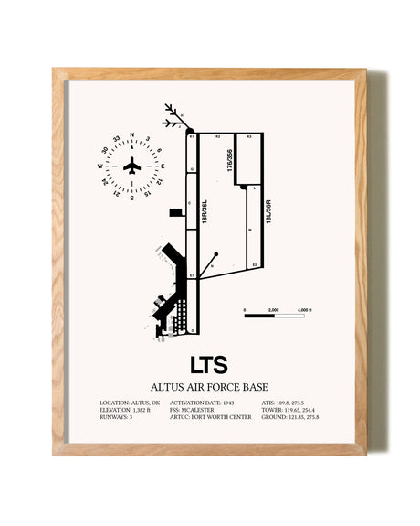Altus Air Force Base framed print in natural wood frame