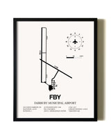 Framed Fairbury Municipal Airport wall art poster in black frame