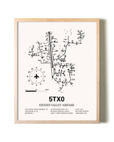 Hidden Valley Airpark framed wall art in white frame
