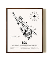 Northeast Florida Regional Airport aviation print in walnut frame