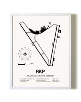 Aransas County Airport airport map poster in oak frame