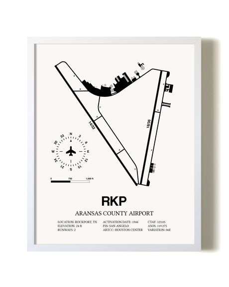 Aransas County Airport airport map poster in oak frame