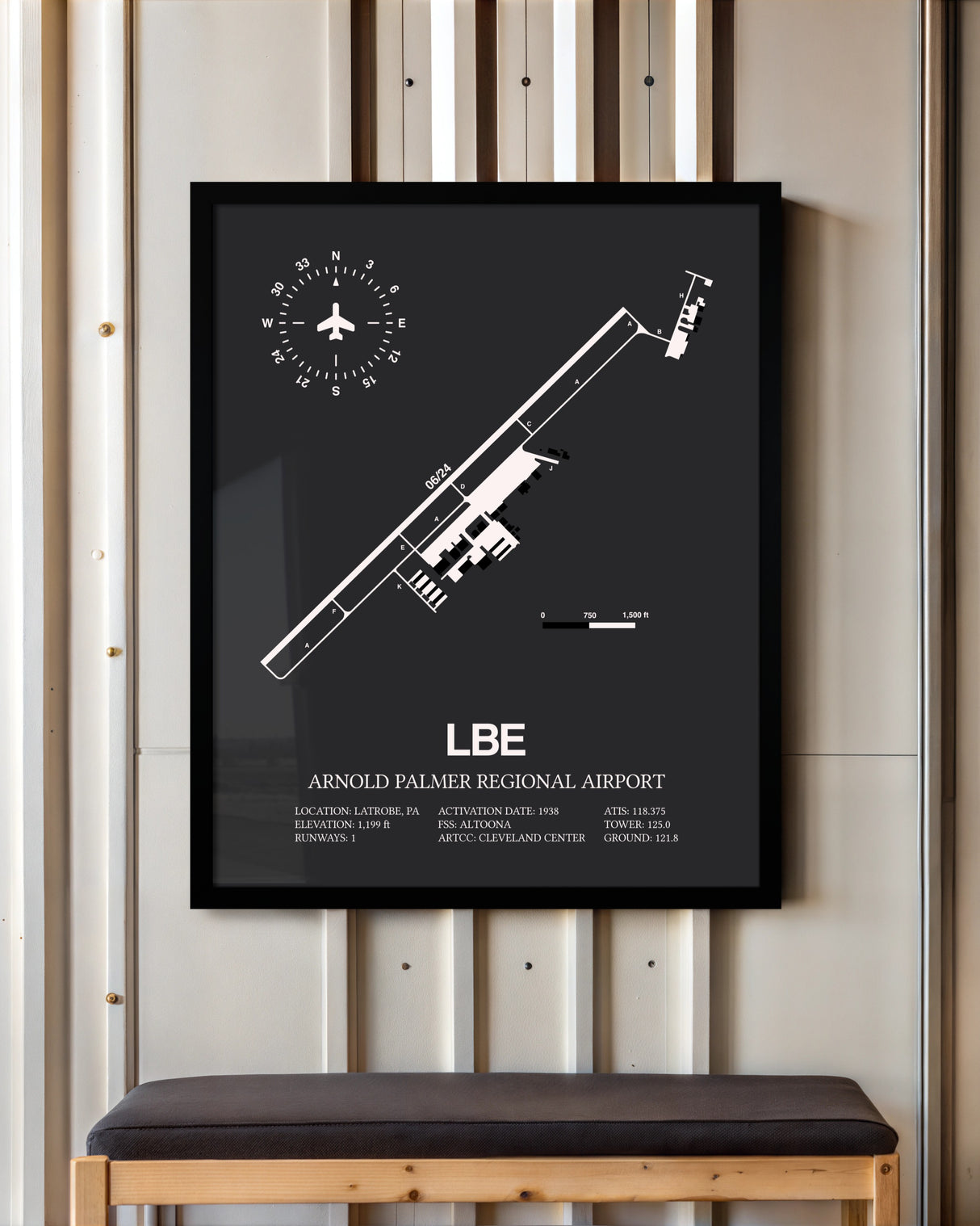 Frame color options for Arnold Palmer Regional Airport Wall Art