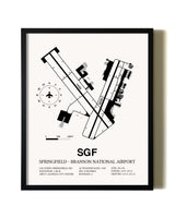 Framed Springfield-Branson National Airport wall art poster in black frame