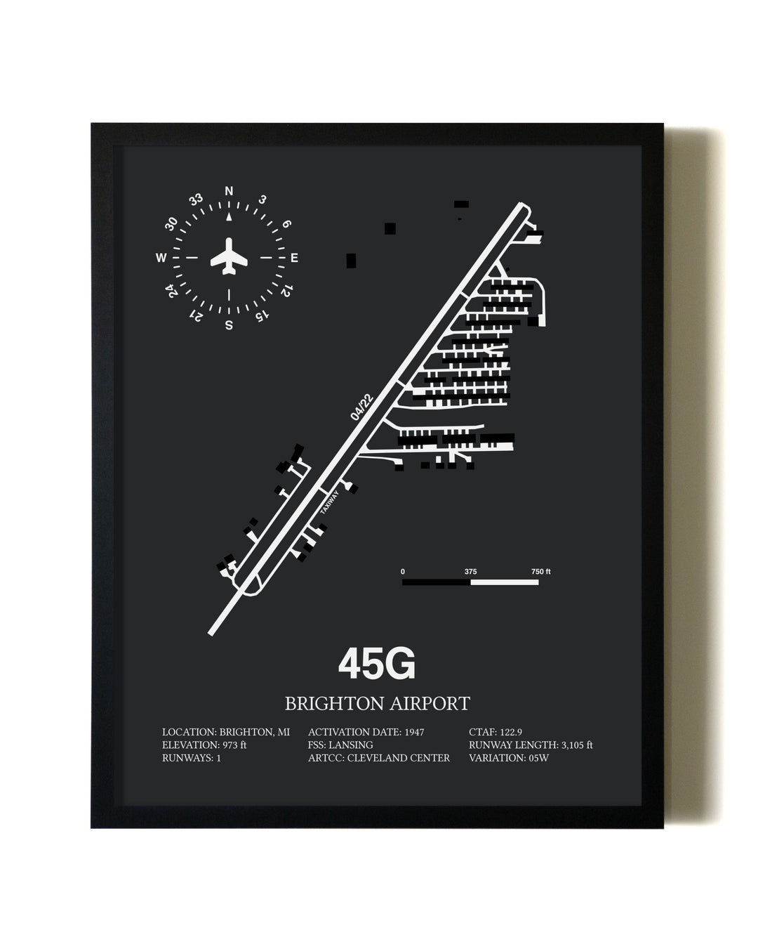 Unframed Brighton Airport map print poster
