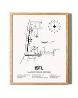 Cannon Creek Airpark framed print in natural wood frame