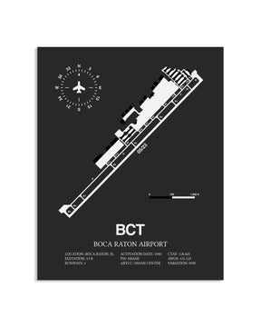 Gray Framed Boca Raton Airport layout wall art poster