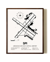 Abraham Lincoln Capital Airport aviation print in walnut frame