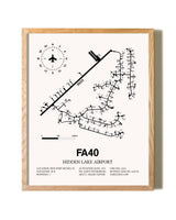 Hidden Lake Airport framed print in natural wood frame