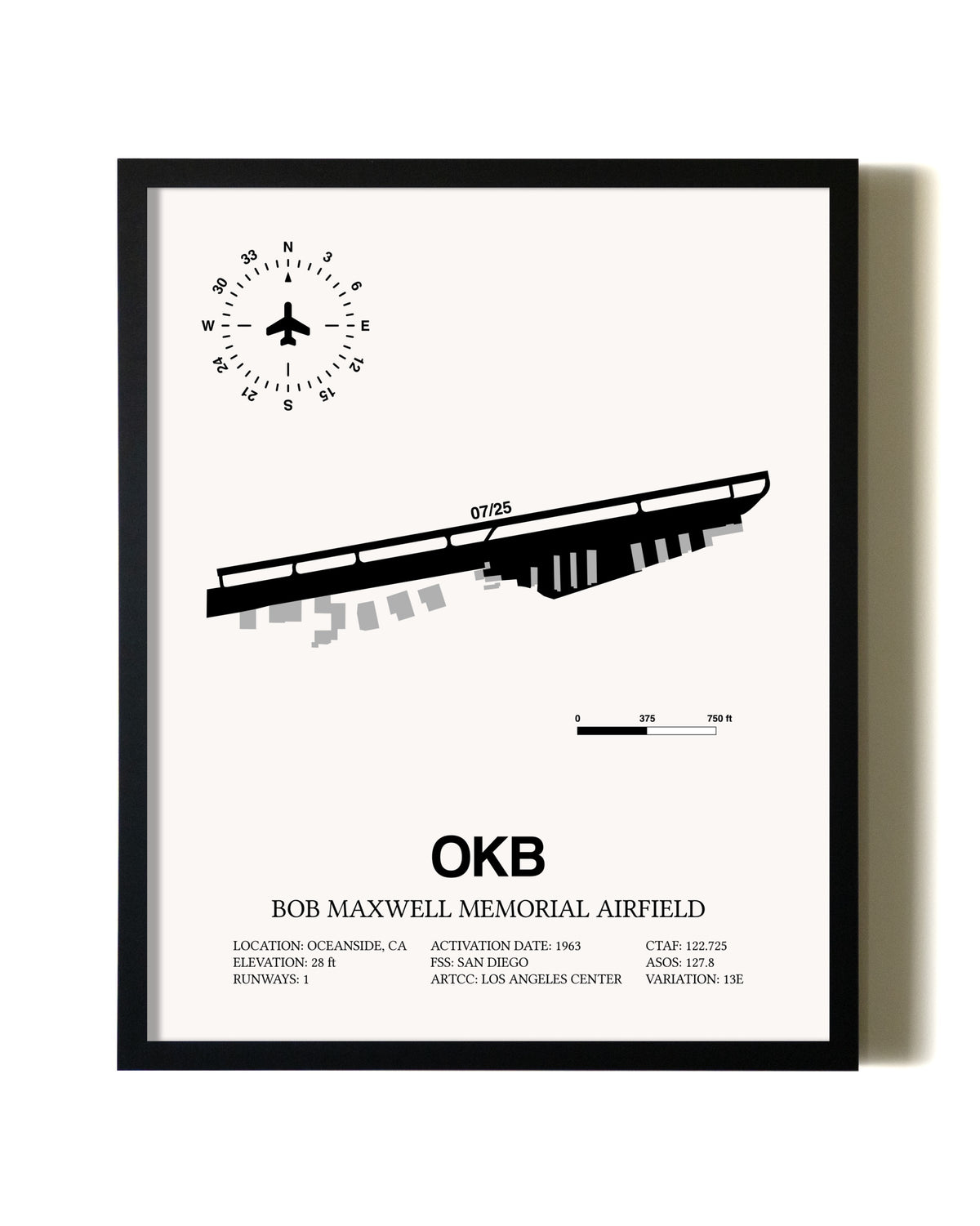 Framed Bob Maxwell Memorial Airfield wall art poster in black frame