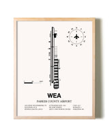 Parker County Airport framed wall art in white frame