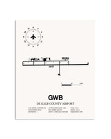 Gray De Kalb County Airport framed poster displayed in an airplane hangar