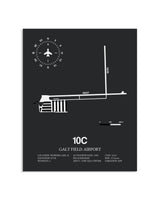 Gray Framed Galt Field Airport layout wall art poster
