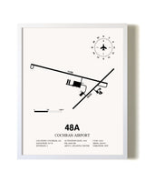 Cochran Airport airport map poster in oak frame
