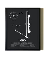 Unframed Great Bend Municipal Airport map print poster