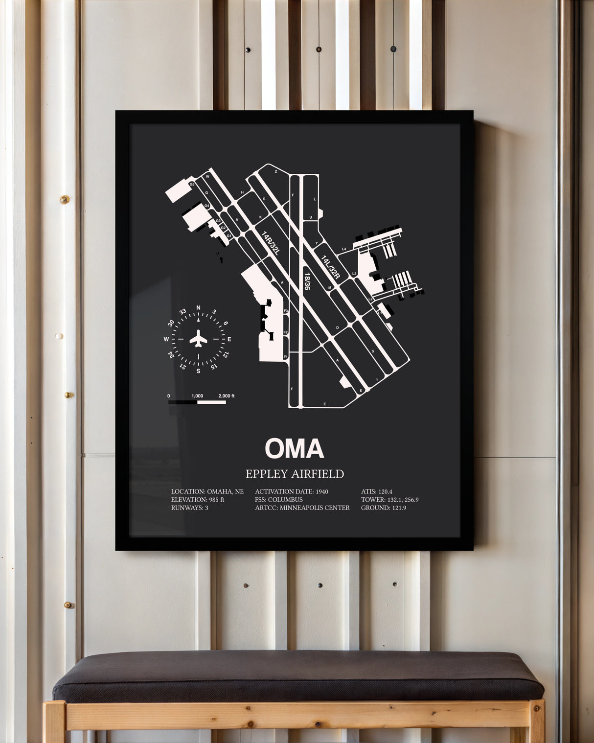 Frame color options for Eppley Airfield Wall Art
