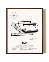 Miami Executive Airport aviation print in walnut frame