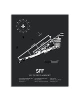Gray Framed Felts Field Airport layout wall art poster