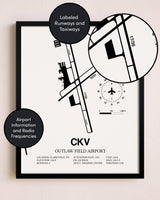 Framed Outlaw Field Airport layout wall art poster