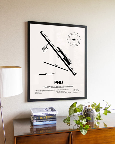 Harry Clever Field Airport aviation wall décor in black wood frame