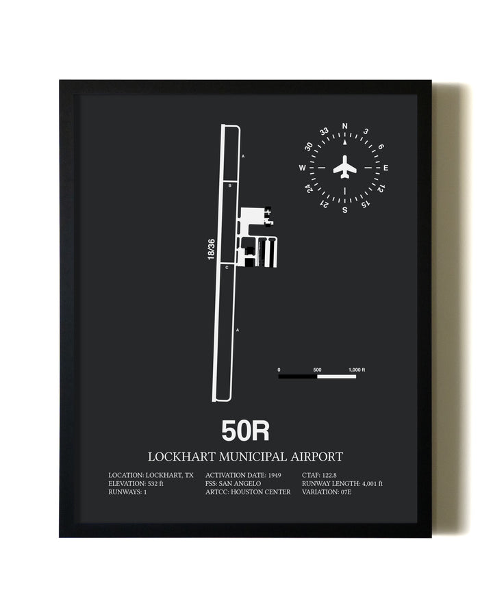 Unframed Lockhart Municipal Airport map print poster