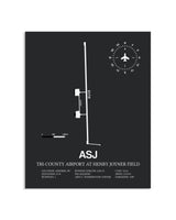 Gray Framed Tri-County Airport At Henry Joyner Field layout wall art poster