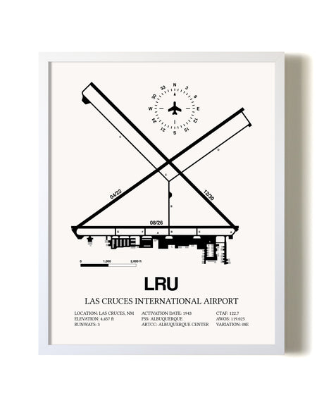 Las Cruces International Airport airport map poster in oak frame