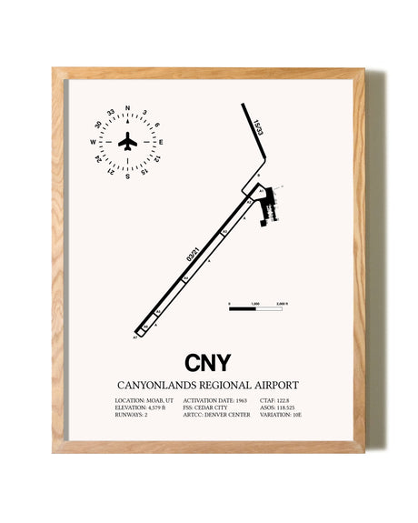 Canyonlands Regional Airport framed print in natural wood frame