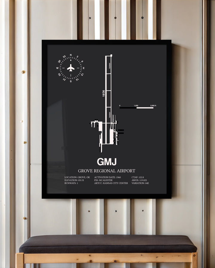 Frame color options for Grove Regional Airport Wall Art