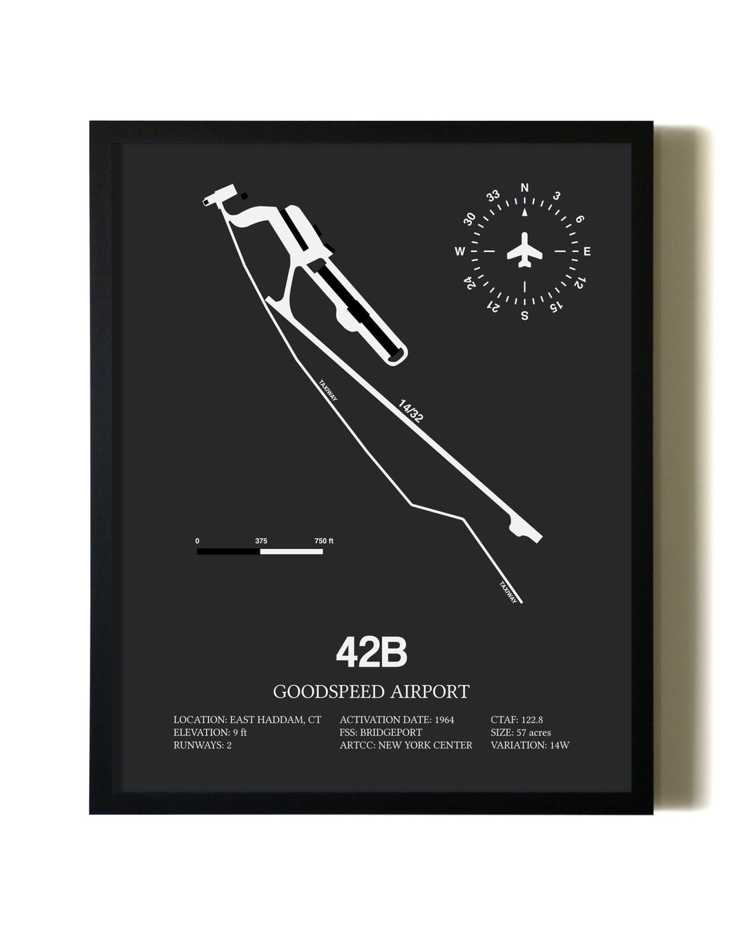 Unframed Goodspeed Airport map print poster