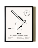 Framed New Braunfels National Airport wall art poster in black frame