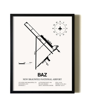 Framed New Braunfels National Airport wall art poster in black frame