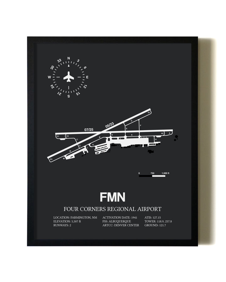 Unframed Four Corners Regional Airport map print poster