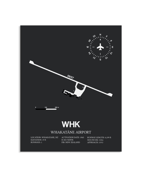 Gray Framed Whakatane Airport layout wall art poster