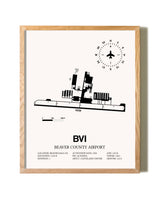 Beaver County Airport framed print in natural wood frame