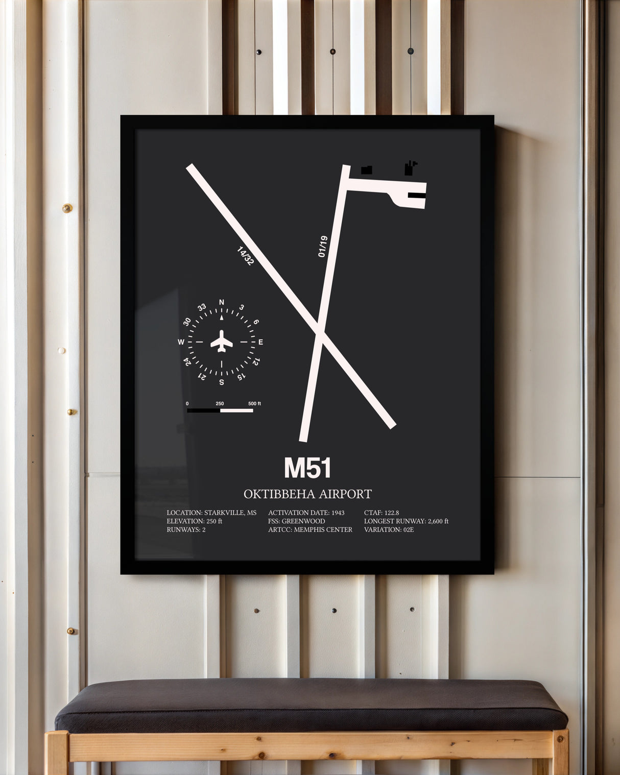 Frame color options for Oktibbeha Airport Wall Art