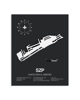 Gray Framed Santa Paula Airport layout wall art poster