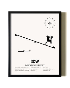 Framed Downtown Airport wall art poster in black frame